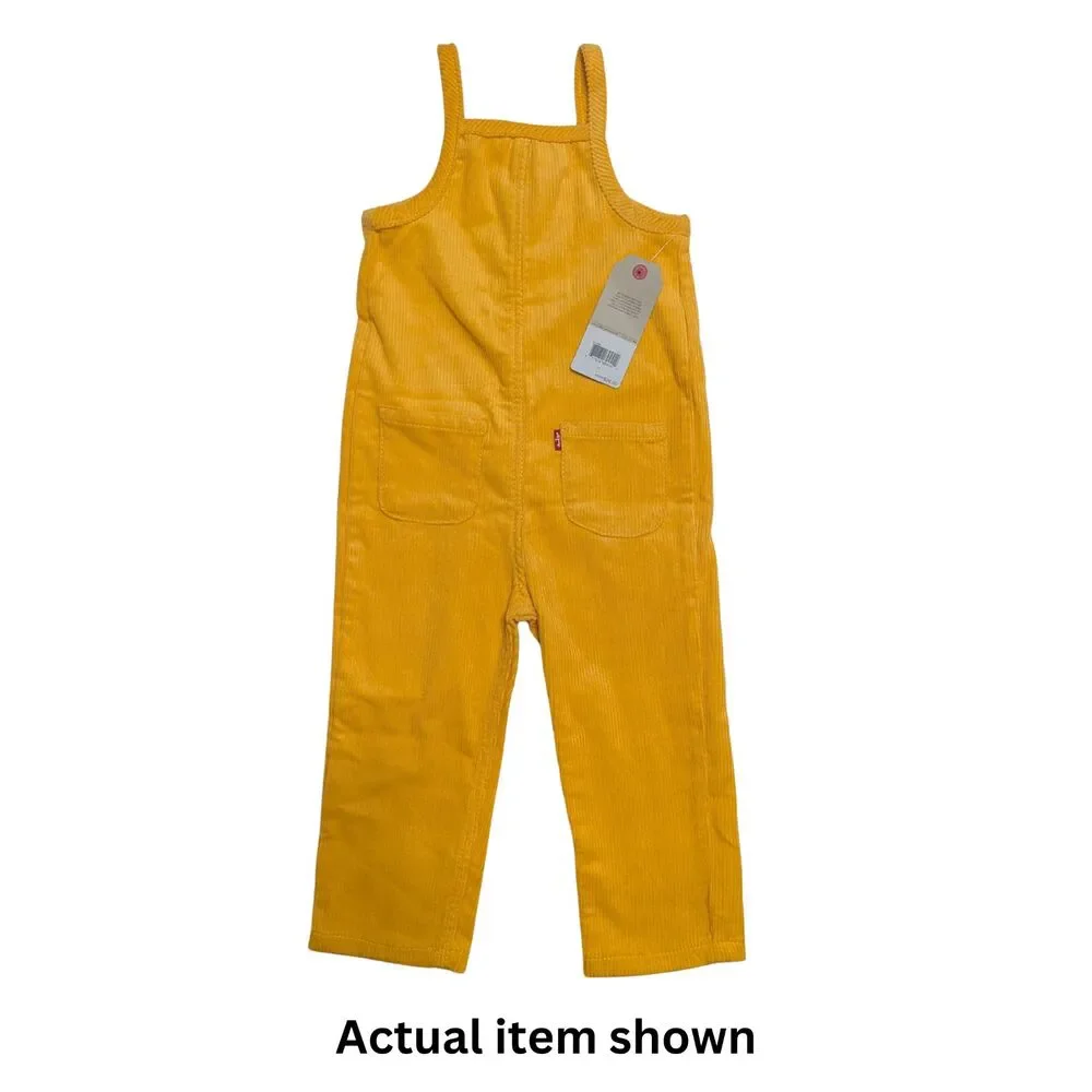 ☀️ NWT Levi's Corduroy Overalls Marigold Yellow Kids Toddler 3T